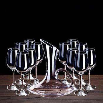高端12只家用聚餐紅酒杯套裝水晶杯高腳杯子高檔醒酒器葡萄酒杯