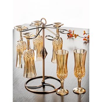 水晶玻璃紅酒杯套裝 家用高腳杯透明創意洋酒杯香檳杯白酒杯6只裝