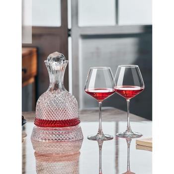 高端高顏值勃艮第紅酒杯套裝家用醒酒器輕奢高檔葡萄酒大肚水晶杯