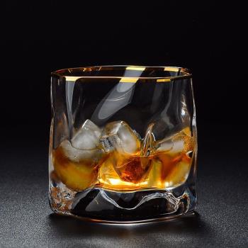日本描金威士忌酒杯水晶玻璃洋酒杯子套裝酒具北歐式啤酒杯ins風