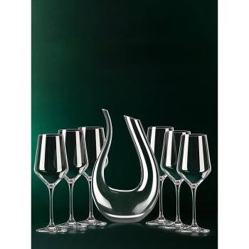 白葡萄酒杯波爾多紅酒杯子水晶歐式風高腳杯架套裝家用輕奢醒酒器