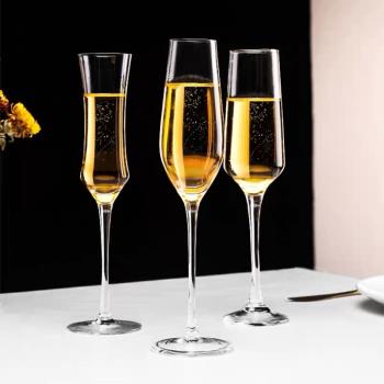 水晶玻璃高腳香檳杯 起泡酒杯氣泡杯郁金香杯甜酒杯家用婚禮創意