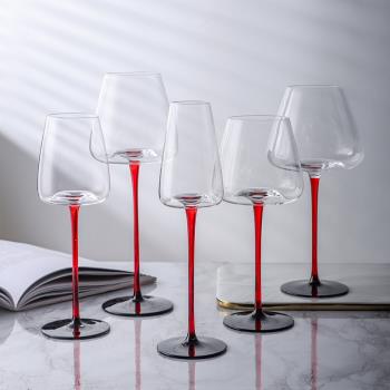 紅桿大號水晶高檔紅酒杯子套裝家用高腳杯香檳杯創意結婚禮盒禮物