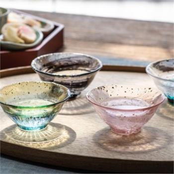 日本aderia津輕玻璃水茶酒杯手工金箔彩色5色水杯酒盅酒具玻璃