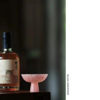 若耶溪 | 琉璃凈芯高足冷飲酒杯粉色女士復古櫻花閨蜜禮物