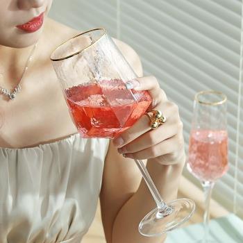 法風輕奢紅酒杯套裝家用高級感香檳杯玻璃水晶杯高顏值杯子ins風