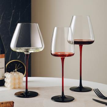 黑領結奢華紅酒杯套裝高腳杯家用水晶玻璃高級感葡萄酒杯子一對