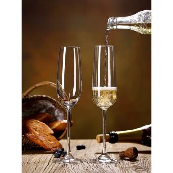 歐式香檳杯6只套裝創意水晶玻璃紅酒杯高腳杯一對起泡酒杯2個甜酒