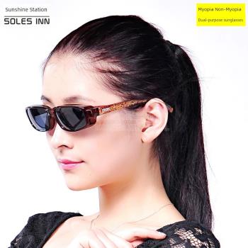 女時尚近視太陽鏡偏光駕駛墨鏡套鏡護目鏡防風沙雪鏡防紫外線