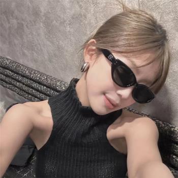 Jennie同款韓版新款貓眼太陽眼鏡女拍照旅遊遮陽防紫外線墨鏡男潮