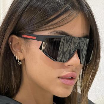 歐美新款時尚連體大框太陽鏡男女戶外騎行運動炫彩墨鏡sunglasses