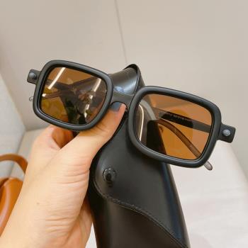 歐美小眾明星同款小框方形太陽鏡裝飾太陽眼鏡嘻哈抖音墨鏡凹造型