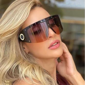 歐美ins新款大框連體風鏡太陽鏡個性面罩式時尚墨鏡sunglasses