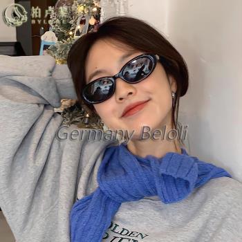 柏盧黎2024新款墨鏡女jennie同款小框防紫外線太陽眼鏡韓版配近視