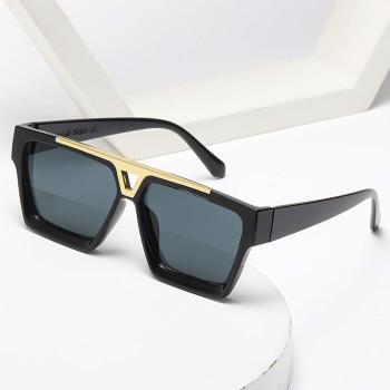新款百萬富翁太陽鏡 歐美外貿連體方框墨鏡摩登時尚大框太陽眼鏡