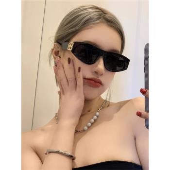 歐美三角貓眼太陽眼鏡拽姐2024新款凹造型時尚街拍墨鏡女街頭辣妹