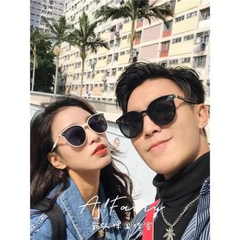 網紅復古墨鏡女ins圓臉韓版潮大框情侶款偏光太陽鏡女明星同款男
