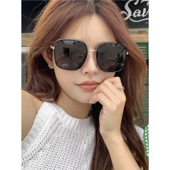 韓版方框墨鏡女高級感復古防紫外線網紅復古大臉顯瘦偏光太陽眼鏡