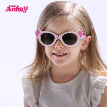 Anbay安比兒童太陽鏡防紫外線女寶寶墨鏡幼兒男童偏光太陽眼鏡軟