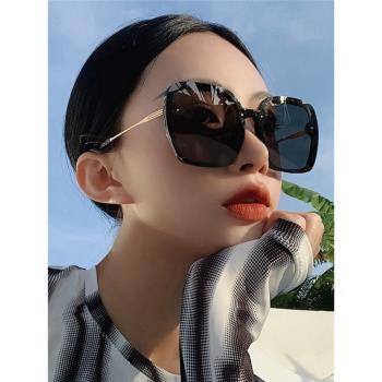 香港I.Tgreg黑色偏光墨鏡女方形無框時尚大框顯瘦防紫外線太陽鏡