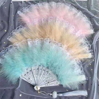 Classical Lolita lace feather fan cheongsam catwalk photo fe