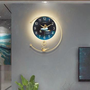 夜光靜廳音掛鐘客高檔時尚2款022新家式用裝飾墻鐘表免打孔掛時鐘