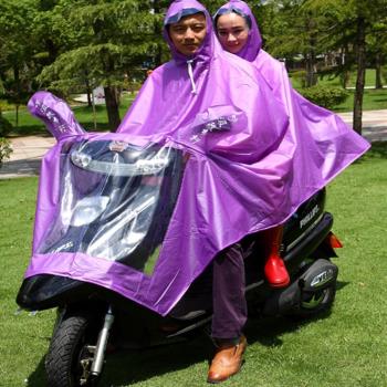故鄉行壓膠雨衣披電動機車時尚透明超大加厚珠光膜男女雙人騎行