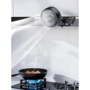檸萌廚房usb小風扇可充電靜音大風力家用壁掛吸盤免打孔迷你電扇