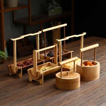 Portable Bamboo Woven Basket Gift Box Bamboo Portable Dim Su