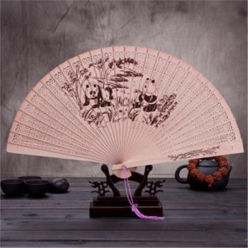 23cm Branded Sandalwood Fan Burmese Incense Fan Printing Fan