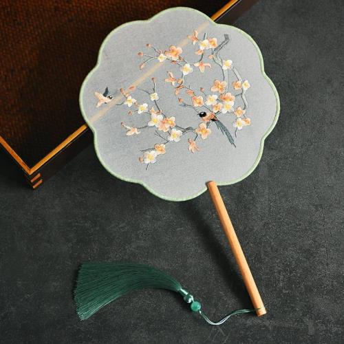 古代古風花鳥扇子仙氣國風旗袍配飾桃花扇雙面刺繡團扇漢服舞蹈扇