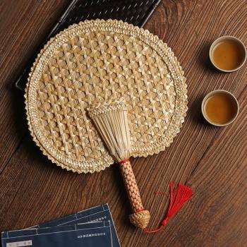麥秸扇子手工編織老式大蒲扇芭蕉團扇草編夏季兒童隨身古典中國風