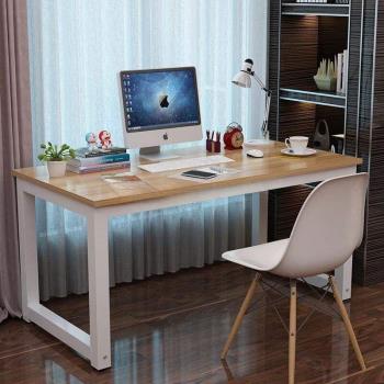 美舒庭 簡約現代鋼木桌家用電腦桌書桌學生寫字臺辦公桌會議桌 淺