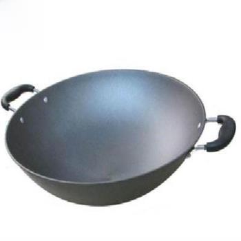 高檔雙耳炒菜鍋傳統老式尖底鐵厚鍋火熱生鐵炒鑄鍋鐵鍋加鍋無涂層