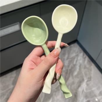 全球購FS陶瓷勺子家用湯勺長柄勺飯匙創意可愛兒童湯匙勺子寶寶吃