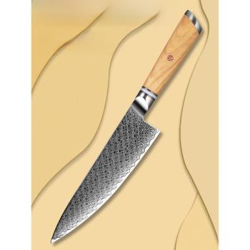 冠銳菜刀67層大馬士革鋼廚師刀廚房家用刀具切片刀水果刀AUS10鋼