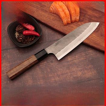 日本二唐家用作超青紙鋼薄刃三德切片刀高碳手工鍛打廚房切菜刀具