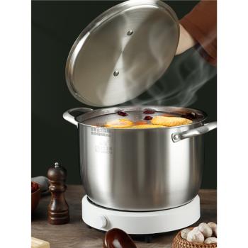 豪展加厚316不銹鋼蒸鍋家用雙層湯鍋燉鍋電磁爐燃氣灶專用蒸煮鍋