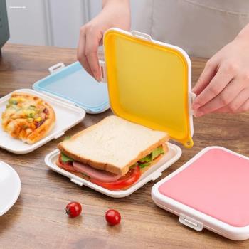早餐三明治便當便攜外帶學生上班微波爐加熱野餐食物硅膠保鮮餐盒