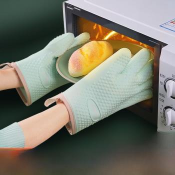 隔熱手套防燙手套硅膠廚房隔熱烤箱手套烘焙耐高溫加厚微波爐手套