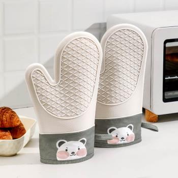 硅膠防燙手套廚房烤箱微波爐專用耐高溫隔熱手套加厚防滑防熱烘焙