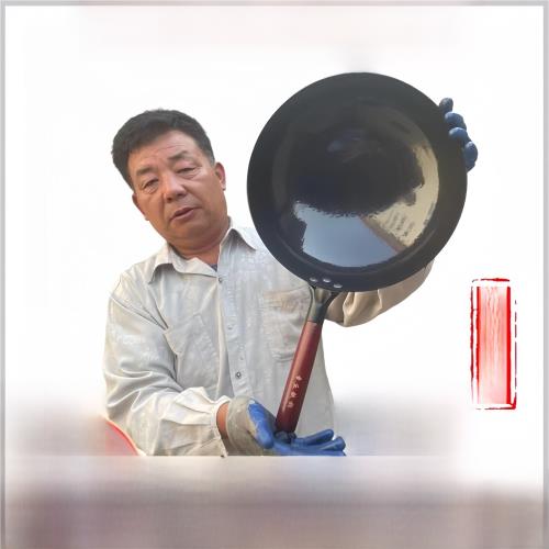 章丘鐵鍋鏡面木把黑鍋無涂層不生銹家用炒鍋炒菜鍋傳統鐵鍋
