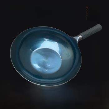 章丘鐵鍋手工鍛打鐵鍋無塗層鏡面平底鍋老式家用鐵鍋炒鍋供應