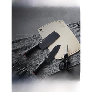 OOU鶴系列菜刀水果刀剪刀菜板全套廚房刀具廚師刀黑刃黑刀套裝