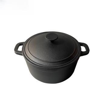 鑄鐵鍋26cm雙耳平底燉鍋加厚無涂層湯鍋