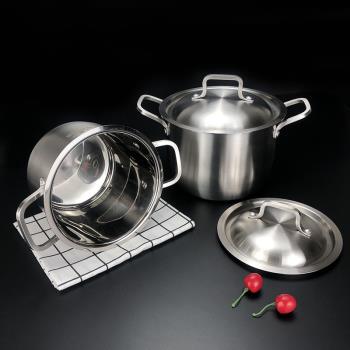 不銹鋼特厚湯鍋大b容量高鍋家用燉鍋電磁爐燃氣灶通用不銹鋼煲湯