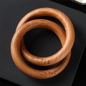 原創桃木乾坤圈環道家一體整木環環相扣手上文玩木質環