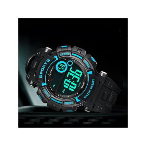 爆款電子手表學生運動電子表防水EL夜光鬧鐘日歷多功能簡約手表男