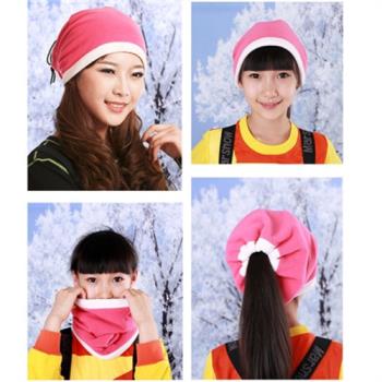 兒童運動圍脖 戶外抓絨脖套冬季兩用護臉帽子騎行滑雪圍巾男女