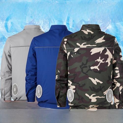 空調服夏季降溫帶風扇的衣服工人防曬制冷電焊工勞保迷彩工作服男